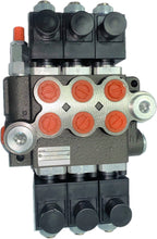 Load image into Gallery viewer, Monoblock Hydraulic Directional Control Valve, 3 Spool, 40 lpm, 24VDC, Open Centre Spool