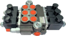 Load image into Gallery viewer, Monoblock Hydraulic Directional Control Valve, 3 Spool, 40 lpm, 24VDC, Closed Centre Spool