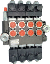 Load image into Gallery viewer, Monoblock Hydraulic Directional Control Valve, 4 Spool, 40 lpm, 12VDC, Open Centre Spool