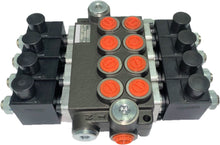 Load image into Gallery viewer, Monoblock Hydraulic Directional Control Valve, 4 Spool, 40 lpm, 24VDC, Open Centre Spool
